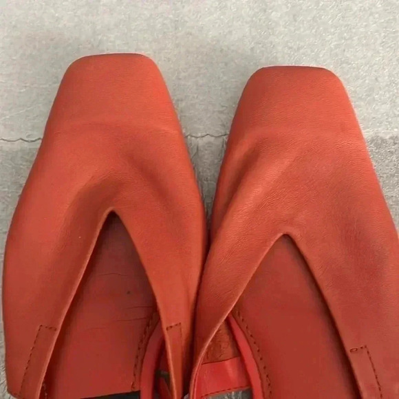 [38/7]Zara Burnt Orange red Slingback Genuine Leather 1508/610 flats Mule Sandal - Picture 3 of 6